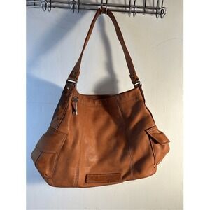 Fossil 75082 Leather Hobo Shoulder Bag Womens Brown Fair Distressed Boho